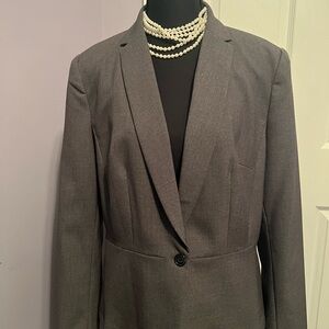 Worthington Charcoal Gray Single-Button Fitted Blazer 14